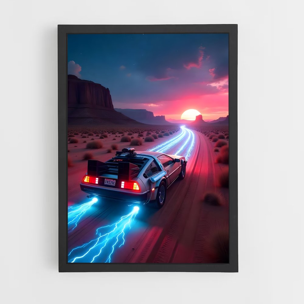 Poster Voyage Nocturne – affiche Delorean (vue 2)