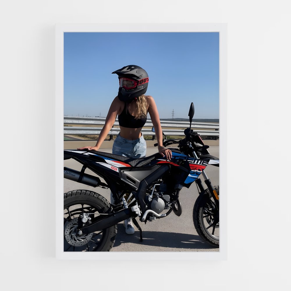 Poster Femme à Moto – affiche Derbi (vue 3)