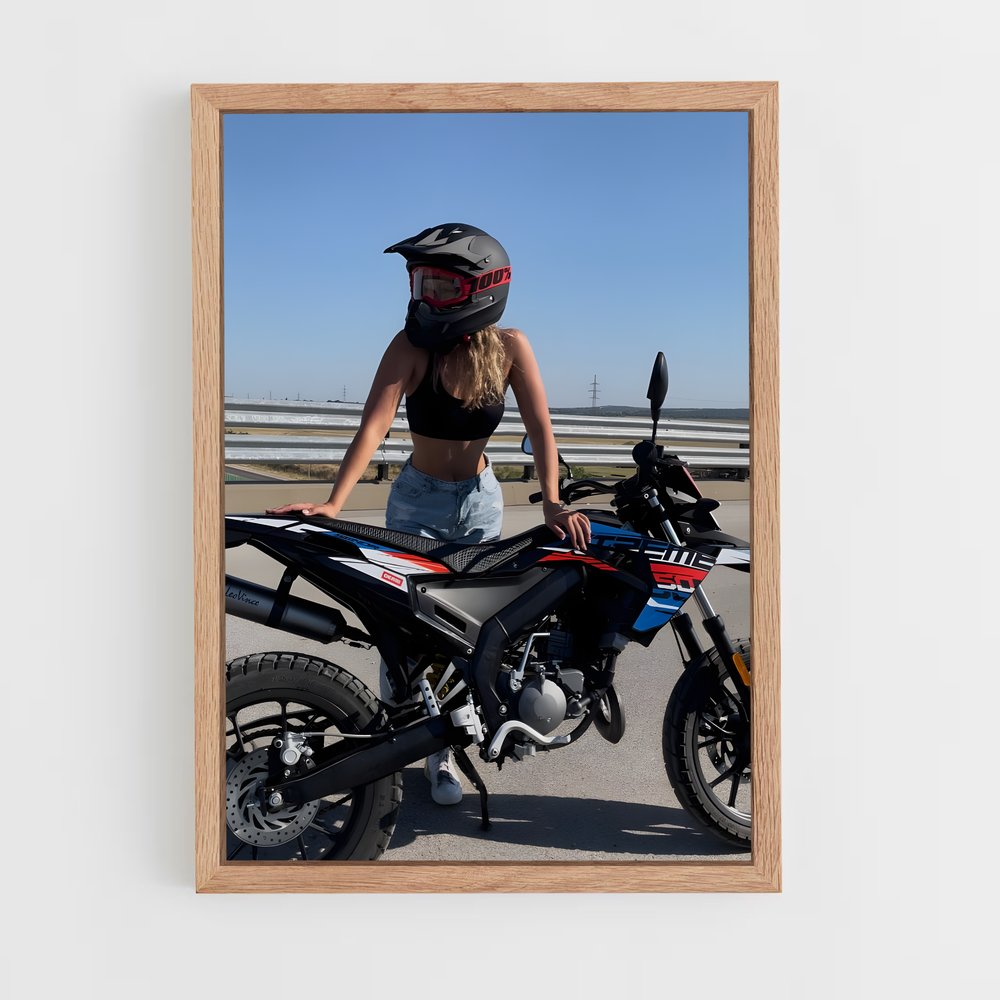Poster Femme à Moto – affiche Derbi (vue 4)