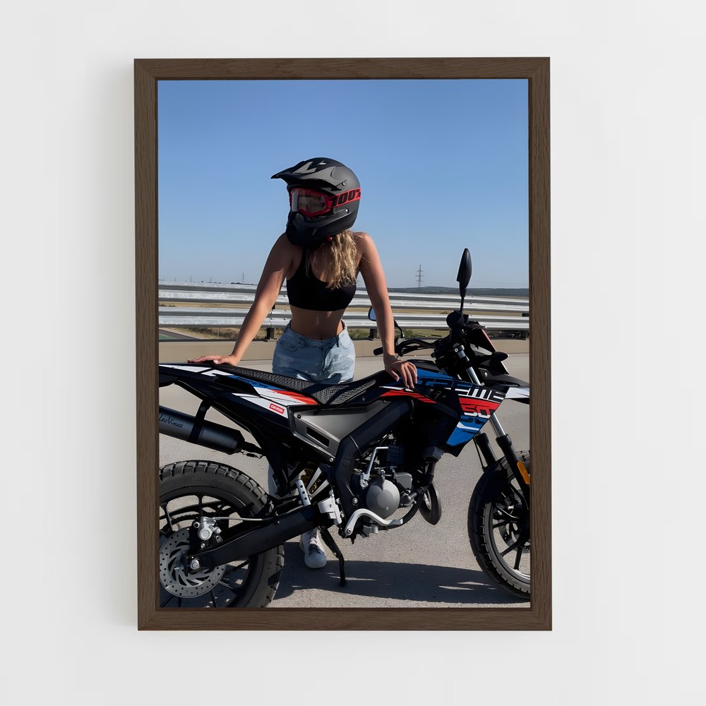 Poster Femme à Moto – affiche Derbi (vue 5)
