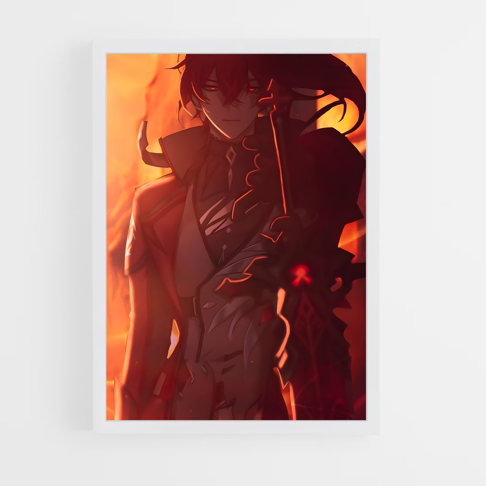 Poster Diluc silhouette – affiche Genshin impact (vue 3)