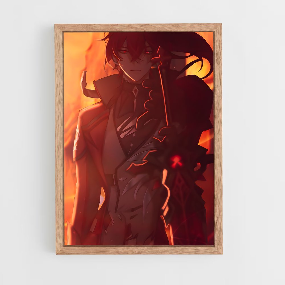 Poster Diluc silhouette – affiche Genshin impact (vue 4)