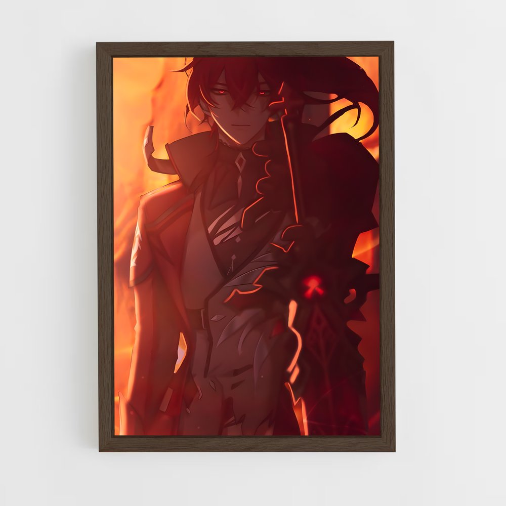 Poster Diluc silhouette – affiche Genshin impact (vue 5)