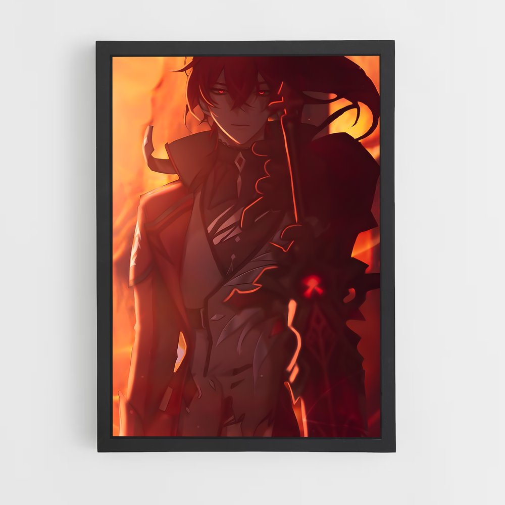 Poster Diluc silhouette – affiche Genshin impact (vue 2)