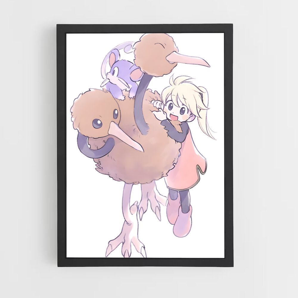 Poster Doduo bonheur – affiche Pokemon (vue 2)