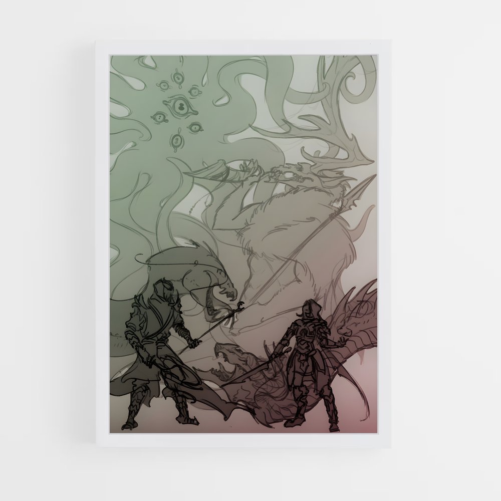 Poster Les Gardiens du Dragon – affiche Skyrim (vue 3)