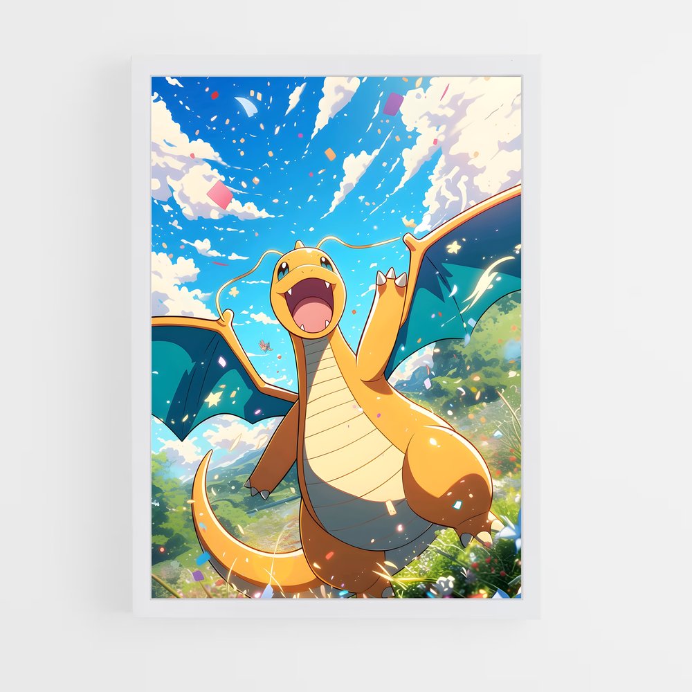 Poster Dragonite en Vol – affiche Pokemon (vue 3)