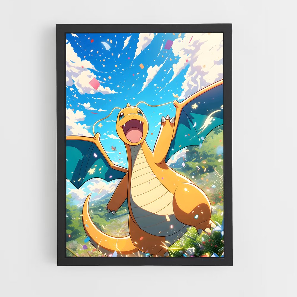 Poster Dragonite en Vol – affiche Pokemon (vue 2)