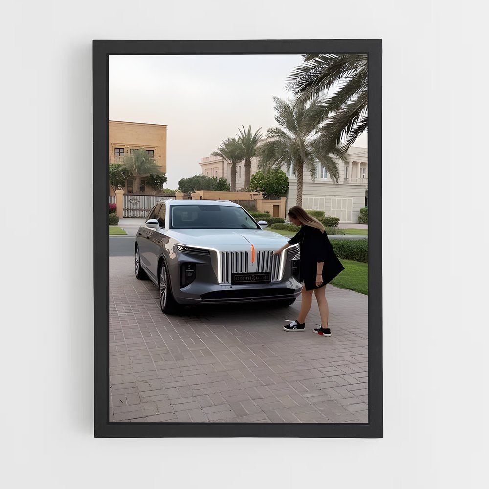 Poster Femme et Automobile – affiche Hongqi (vue 2)