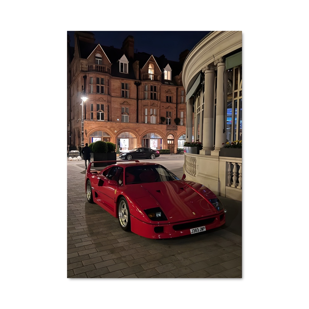 Poster Ferrari au Coucher de Soleil