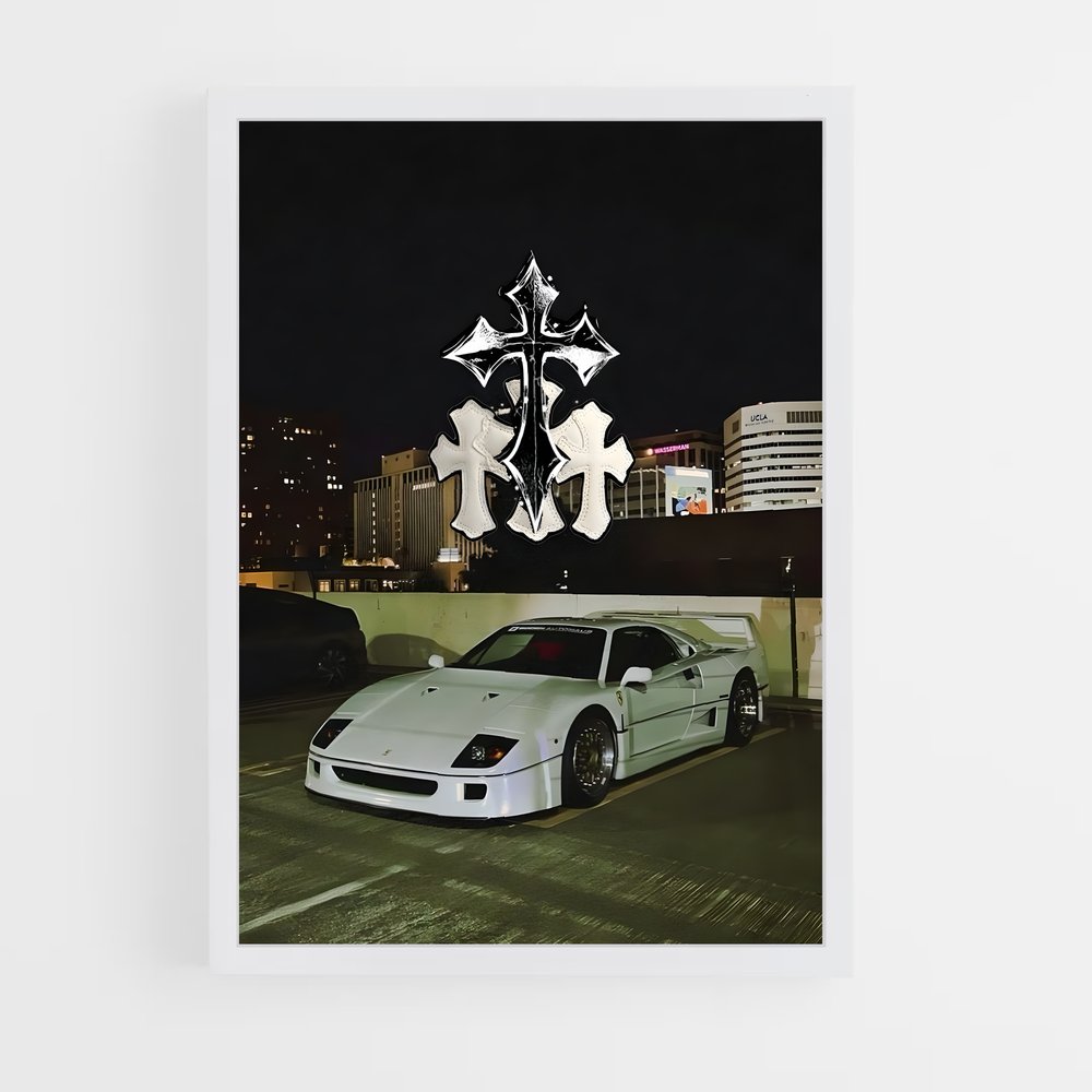 Poster Élégance roues parking – affiche Ferrari (vue 3)