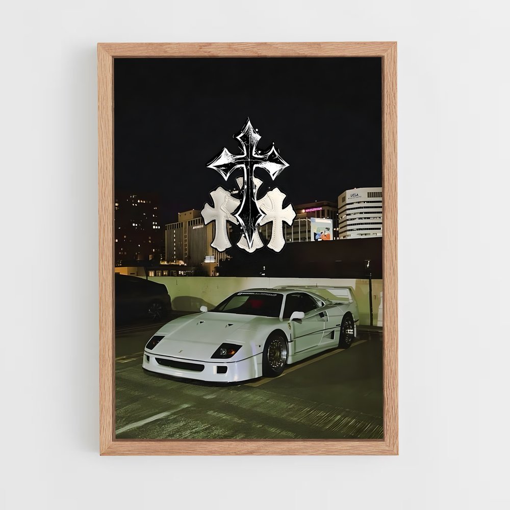 Poster Élégance roues parking – affiche Ferrari (vue 4)