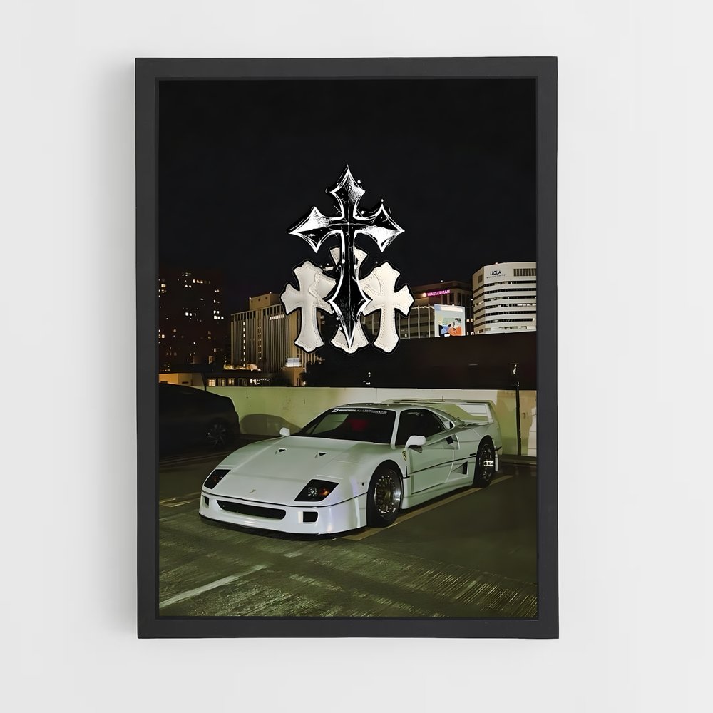 Poster Élégance roues parking – affiche Ferrari (vue 2)