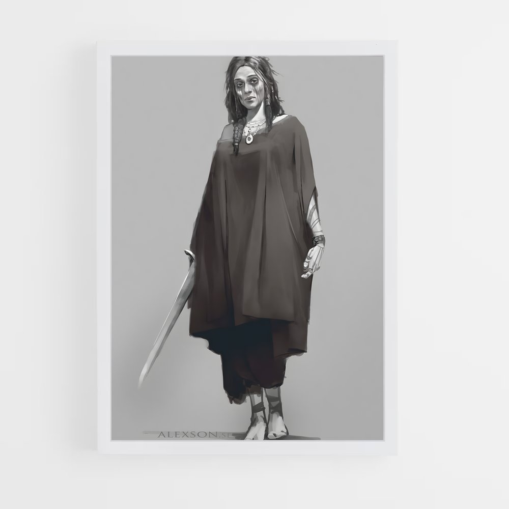 Poster La Femme au Couteau – affiche God of War (vue 3)