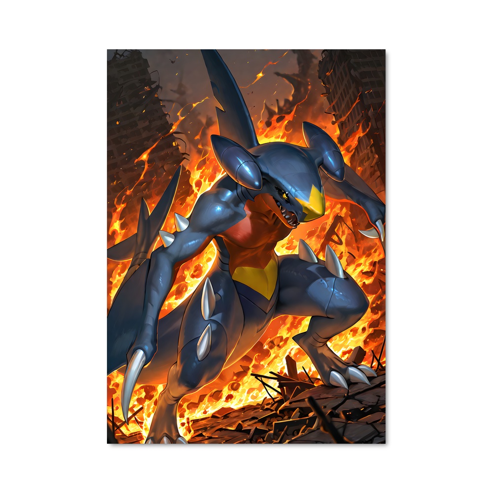 Poster Garchomp en Flammes – affiche Pokemon