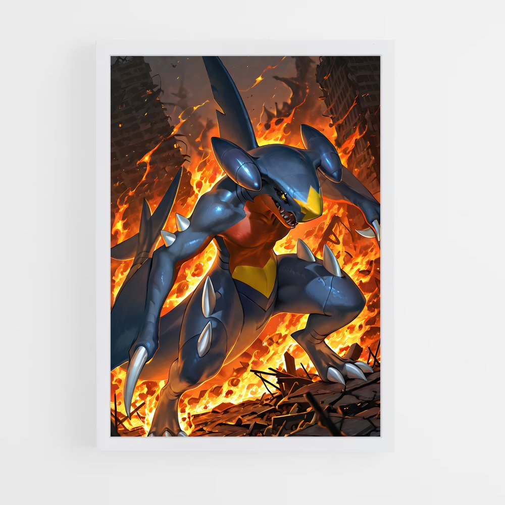 Poster Garchomp en Flammes – affiche Pokemon (vue 3)