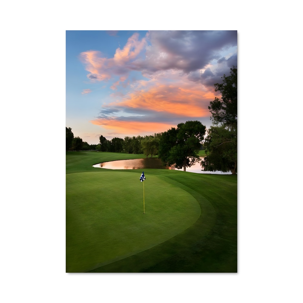Poster Sunset on the Greens – affiche Golf