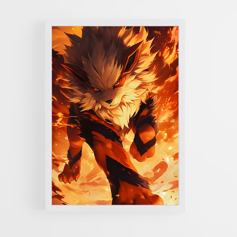 Poster Flamme de Growlithe – affiche Pokemon (vue 3)