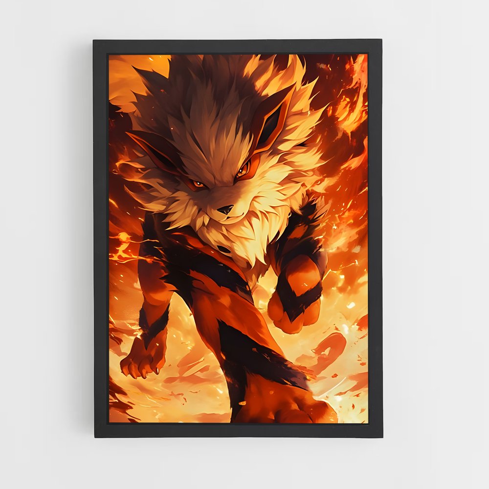 Poster Flamme de Growlithe – affiche Pokemon (vue 2)