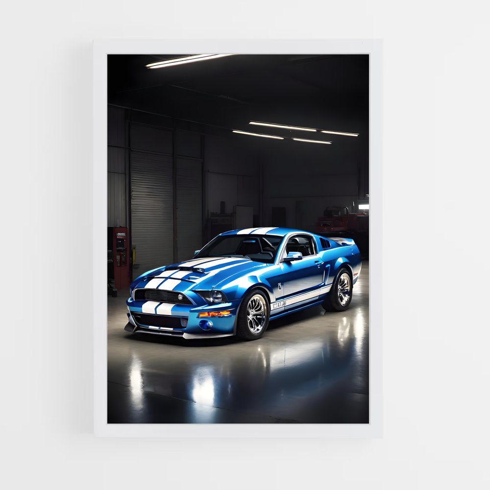 Poster Mustang Bleu – affiche Shelby (vue 3)