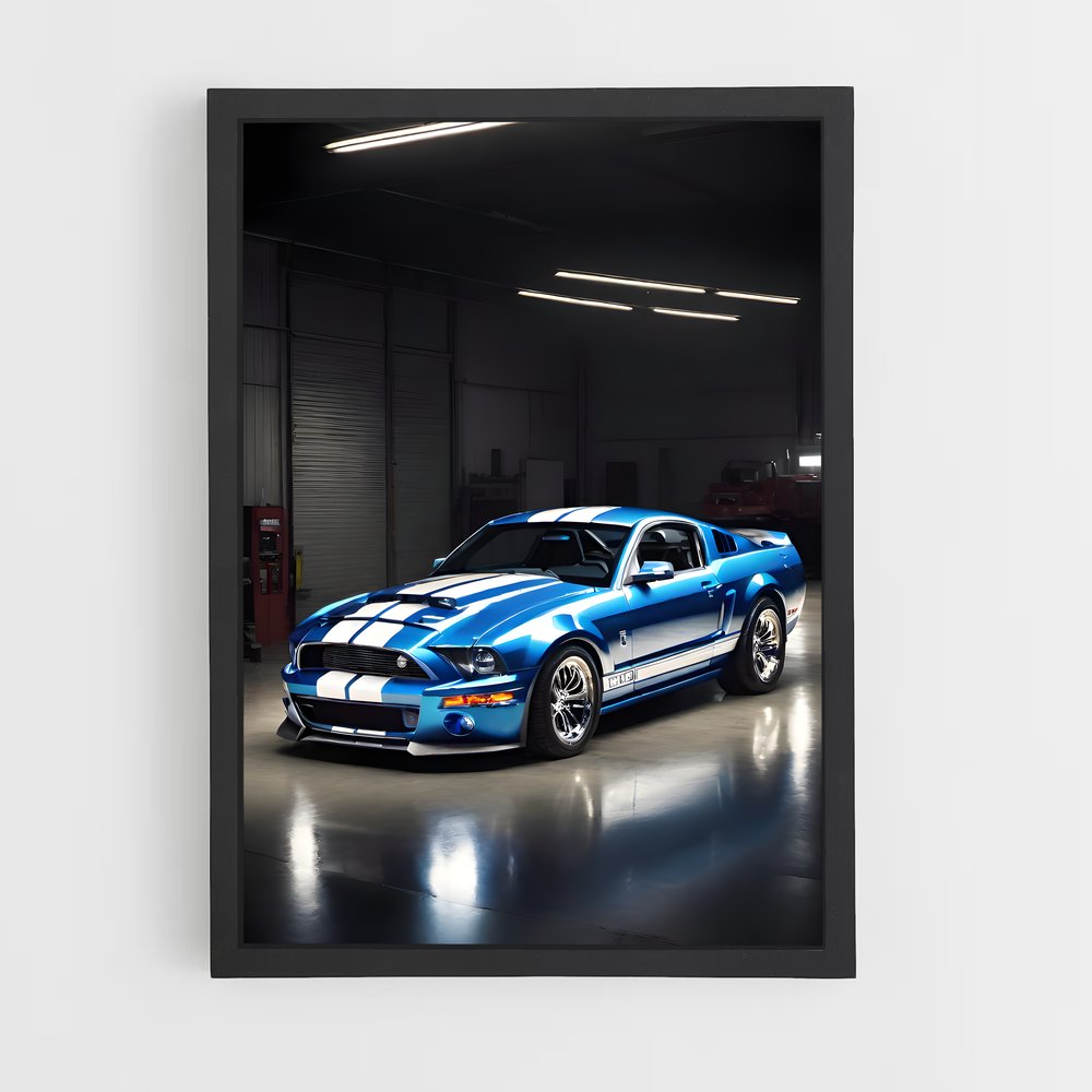 Poster Mustang Bleu – affiche Shelby (vue 2)