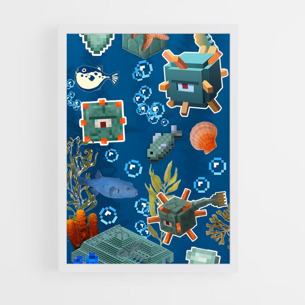 Poster Écosystème Aquatique – affiche Minecraft (vue 3)