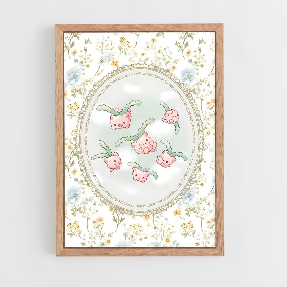 Poster Hoppip en Fleurs – affiche Pokemon (vue 4)