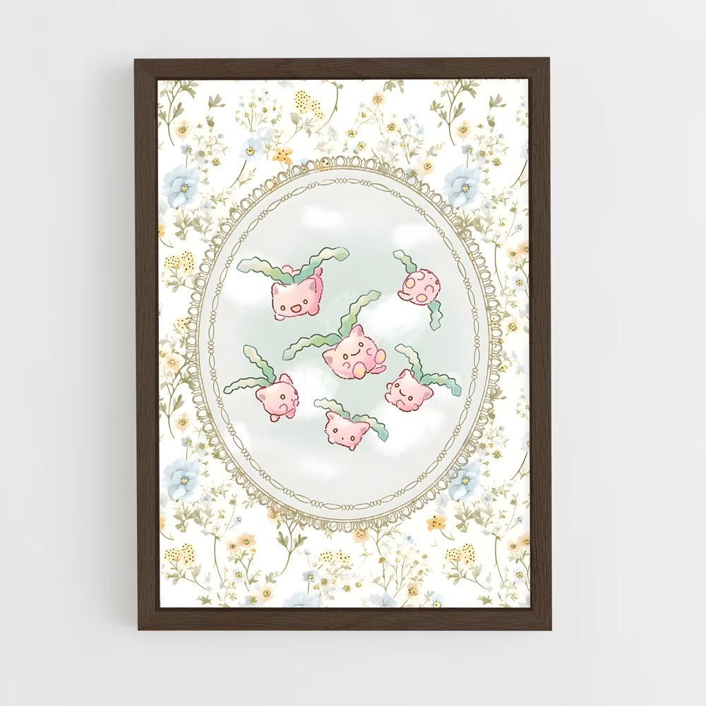 Poster Hoppip en Fleurs – affiche Pokemon (vue 5)
