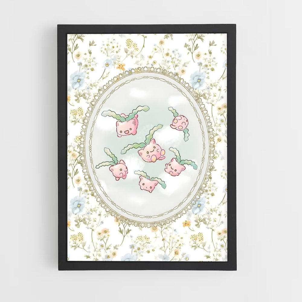 Poster Hoppip en Fleurs – affiche Pokemon (vue 2)