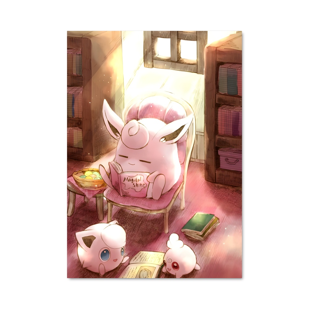 Poster Jigglypuff en Lecture – affiche Pokemon