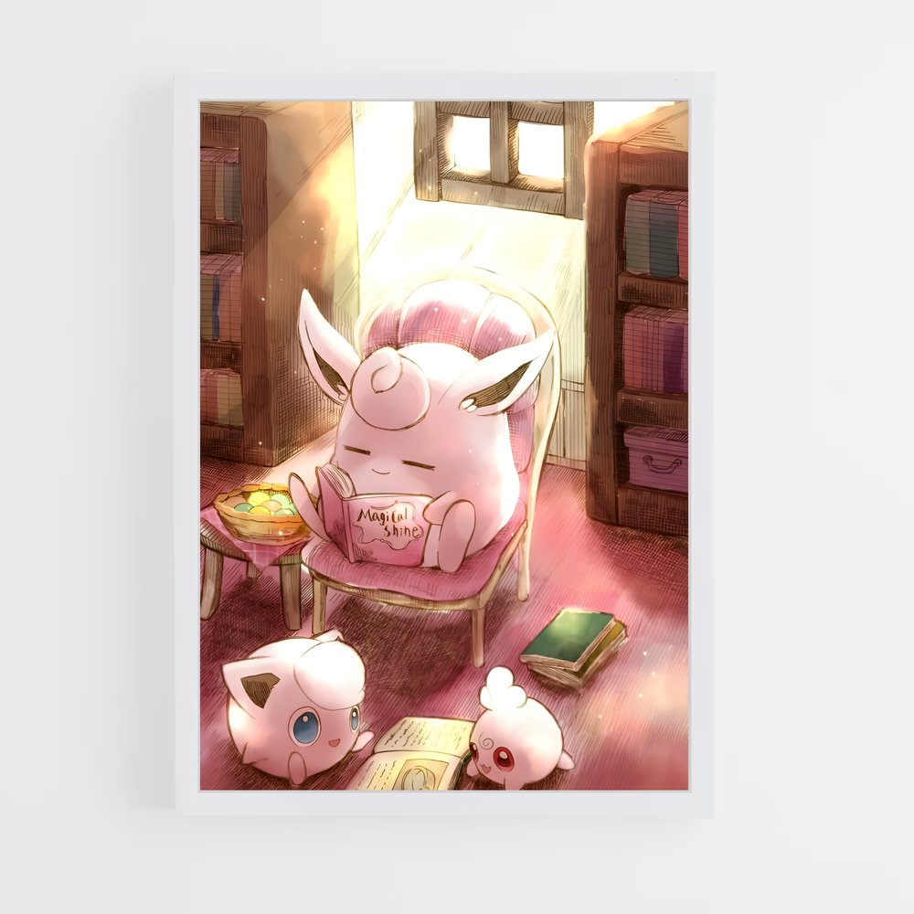 Poster Jigglypuff en Lecture – affiche Pokemon (vue 3)