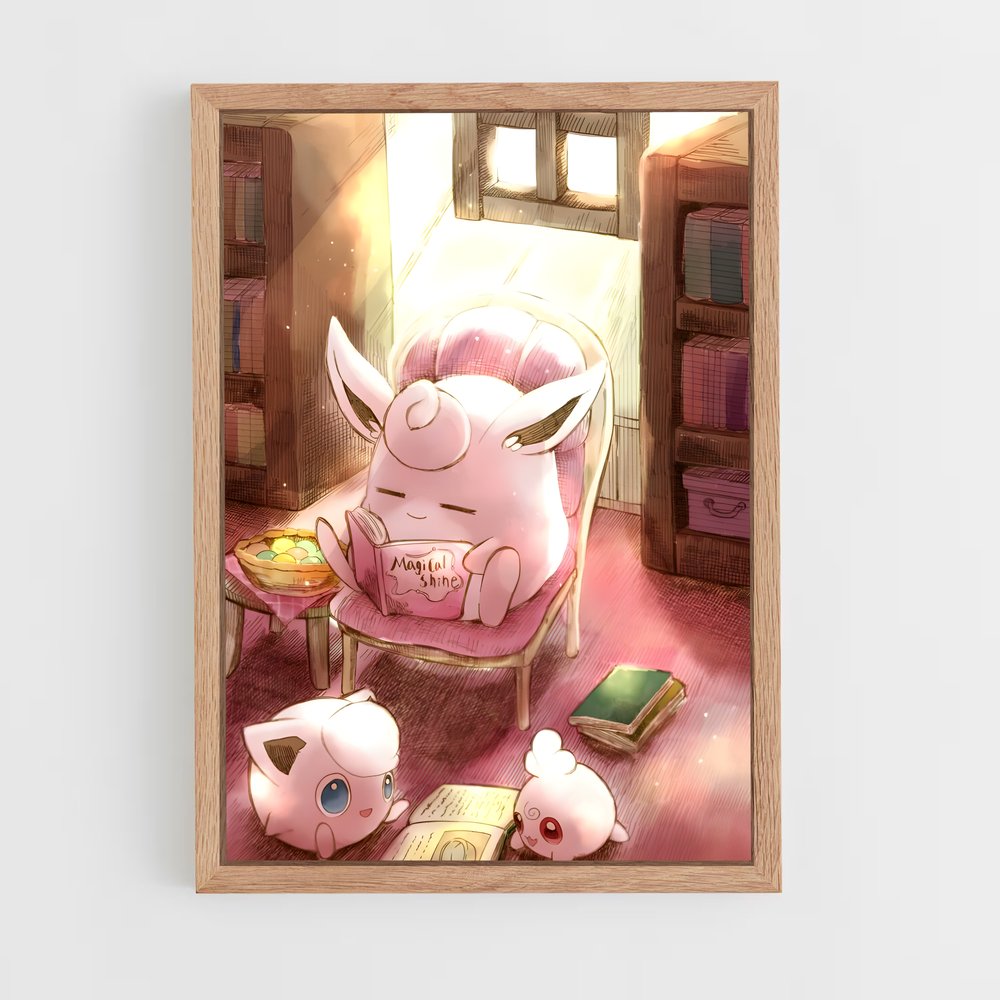 Poster Jigglypuff en Lecture – affiche Pokemon (vue 4)