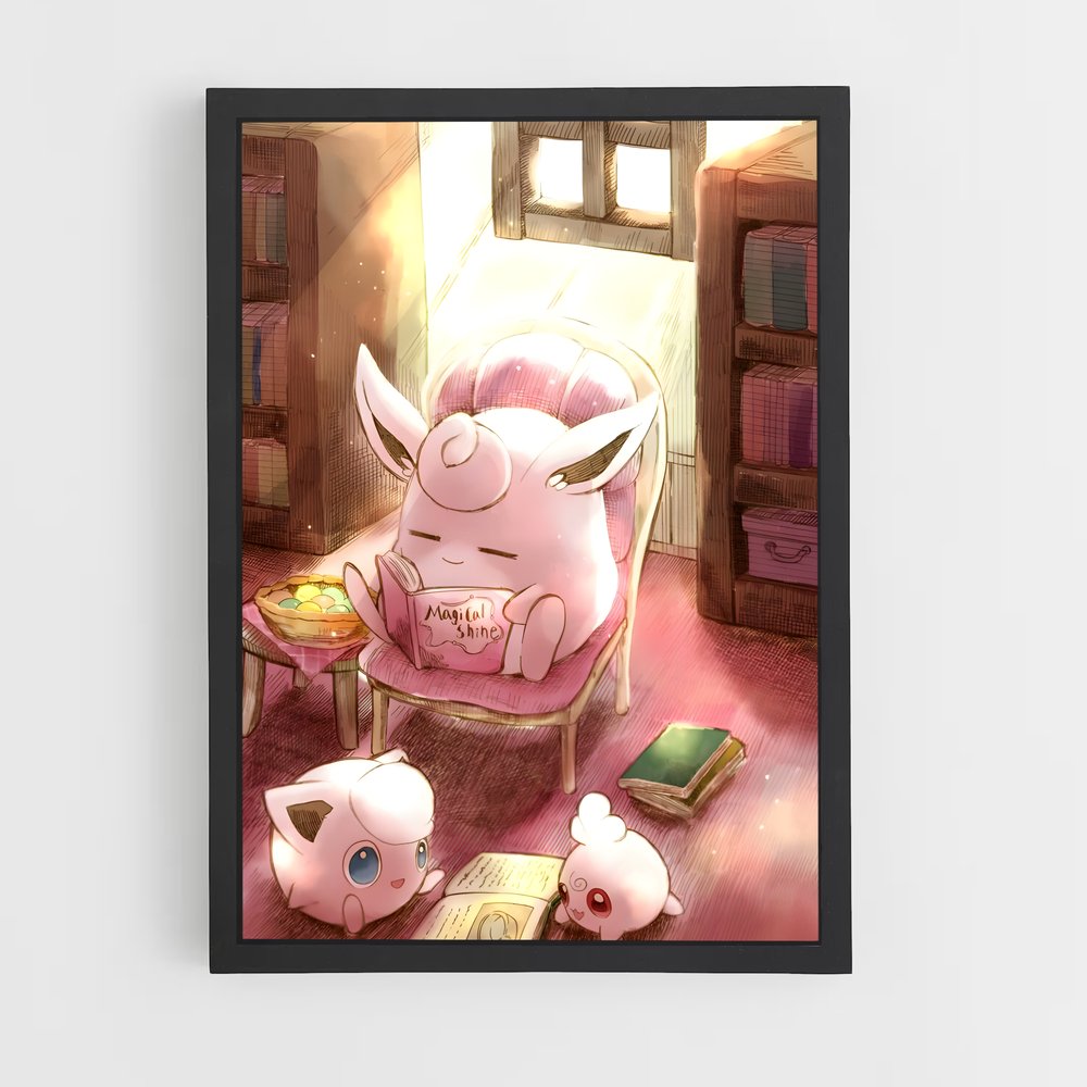 Poster Jigglypuff en Lecture – affiche Pokemon (vue 2)