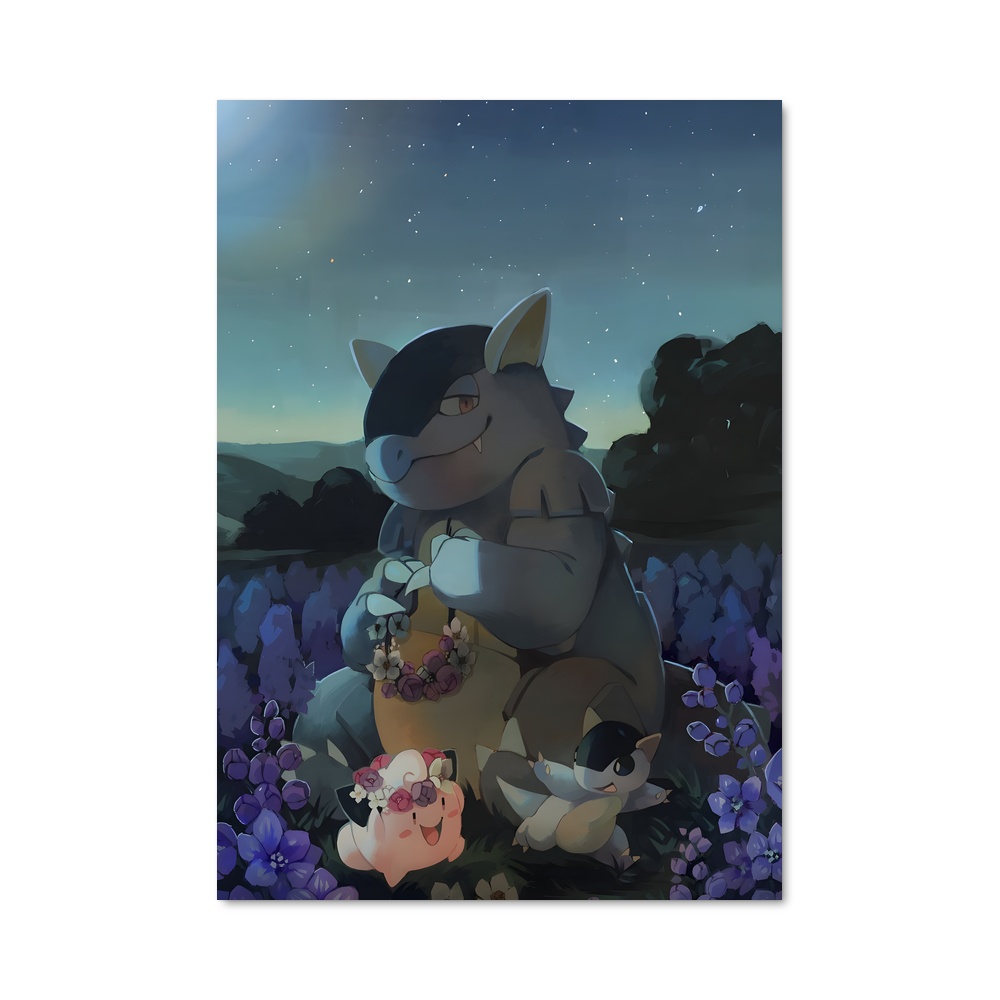 Poster Douce Nuit avec Kangaskhan – affiche Pokemon