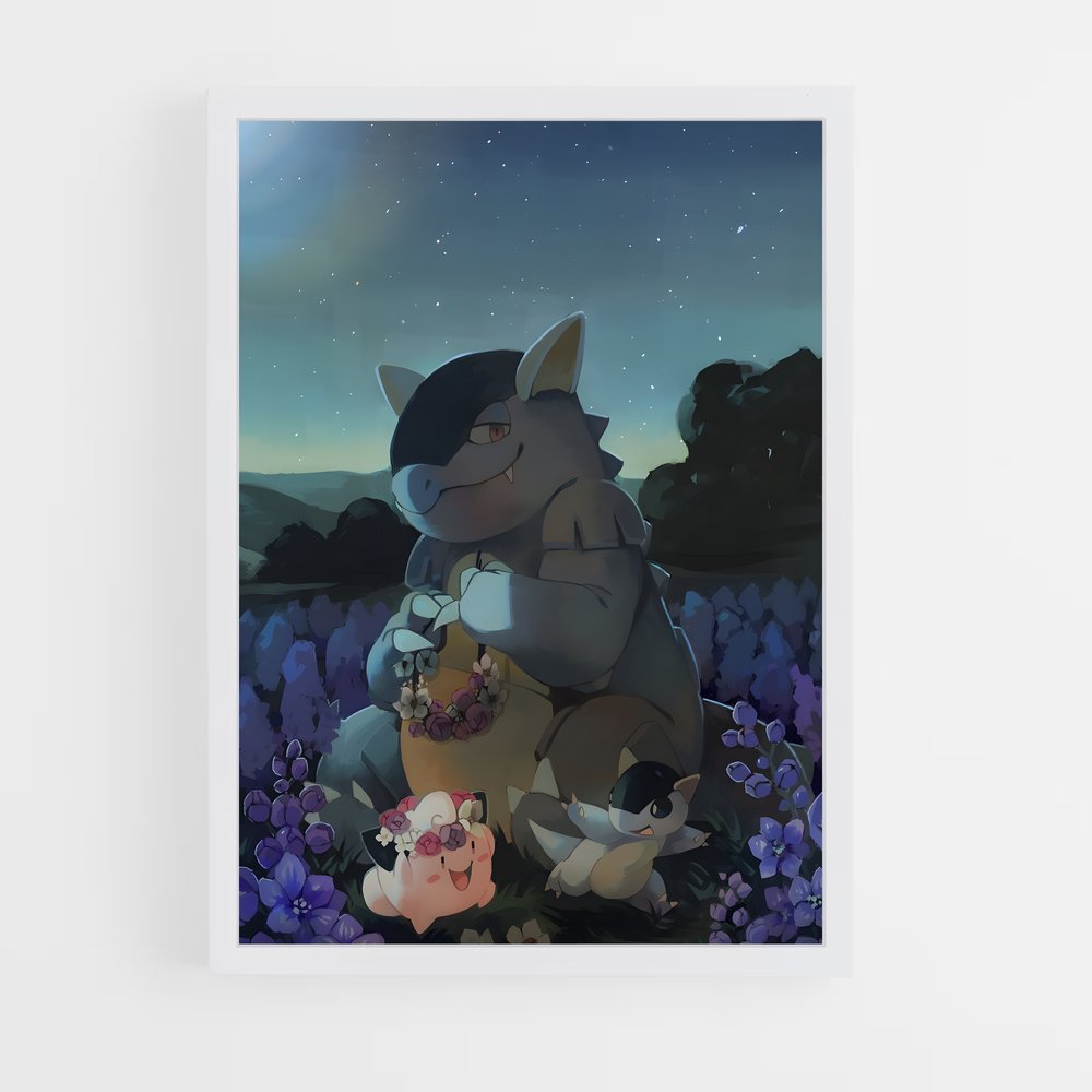 Poster Douce Nuit avec Kangaskhan – affiche Pokemon (vue 3)