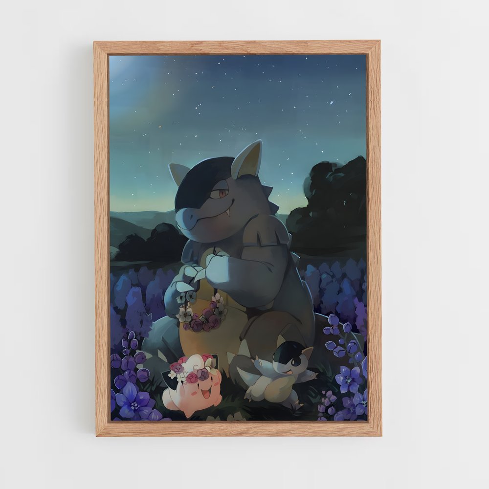 Poster Douce Nuit avec Kangaskhan – affiche Pokemon (vue 4)