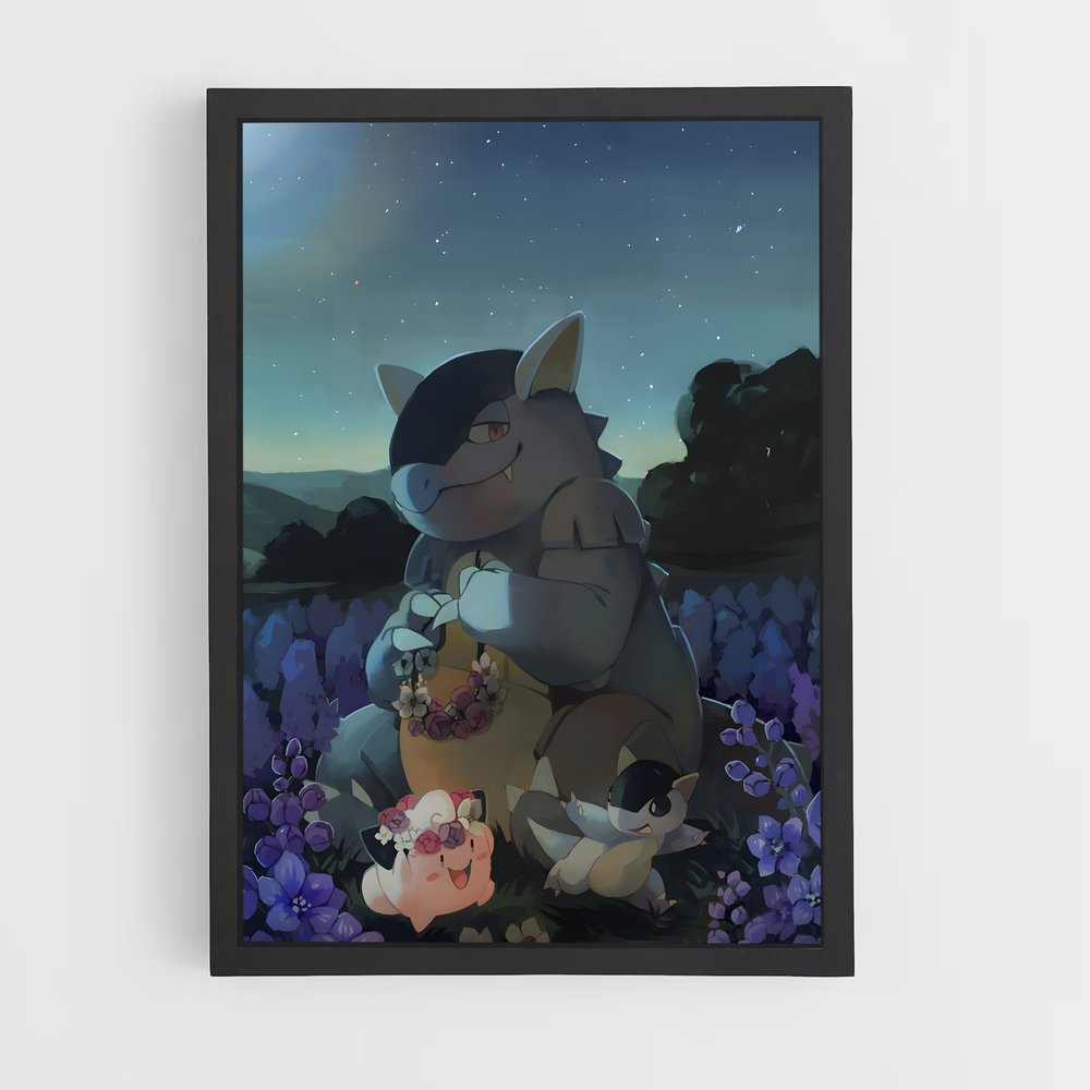 Poster Douce Nuit avec Kangaskhan – affiche Pokemon (vue 2)