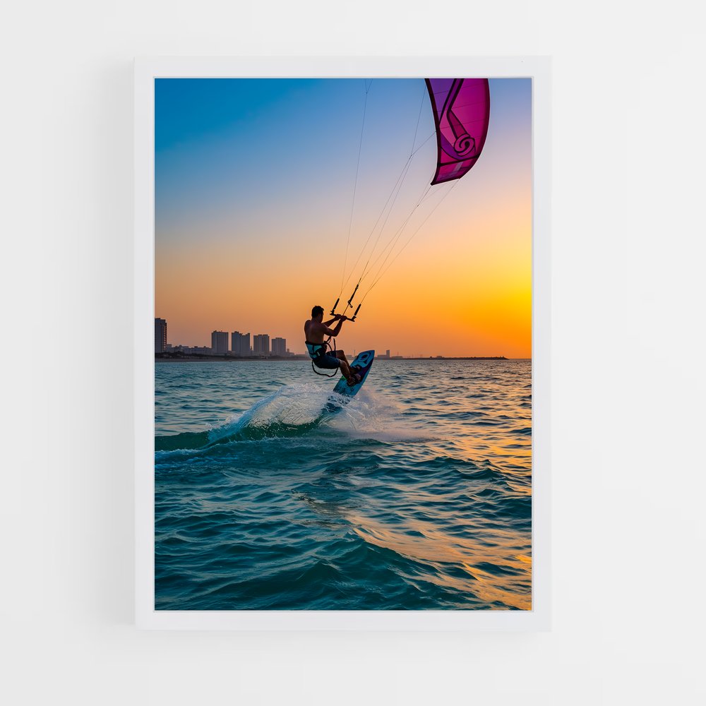 Poster Surf au Crépuscule – affiche Kitesurf (vue 3)