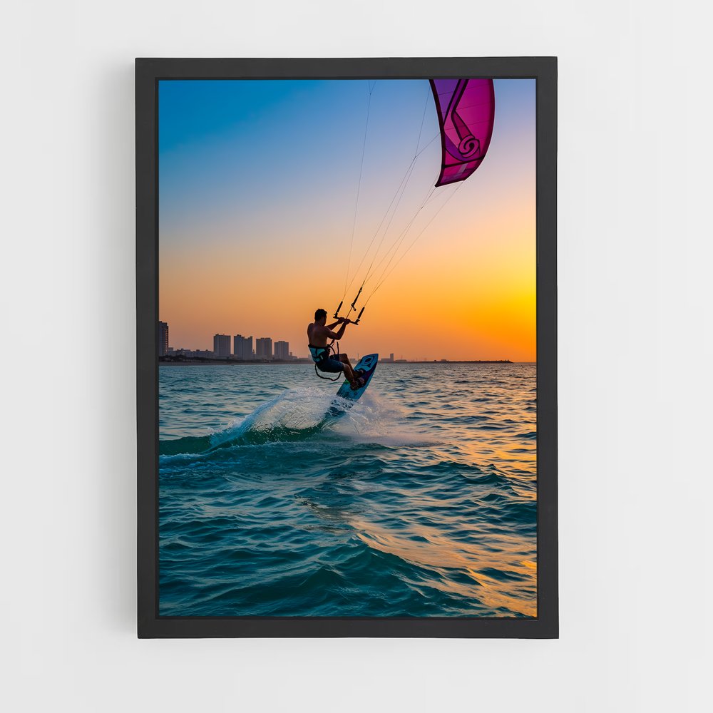 Poster Surf au Crépuscule – affiche Kitesurf (vue 2)