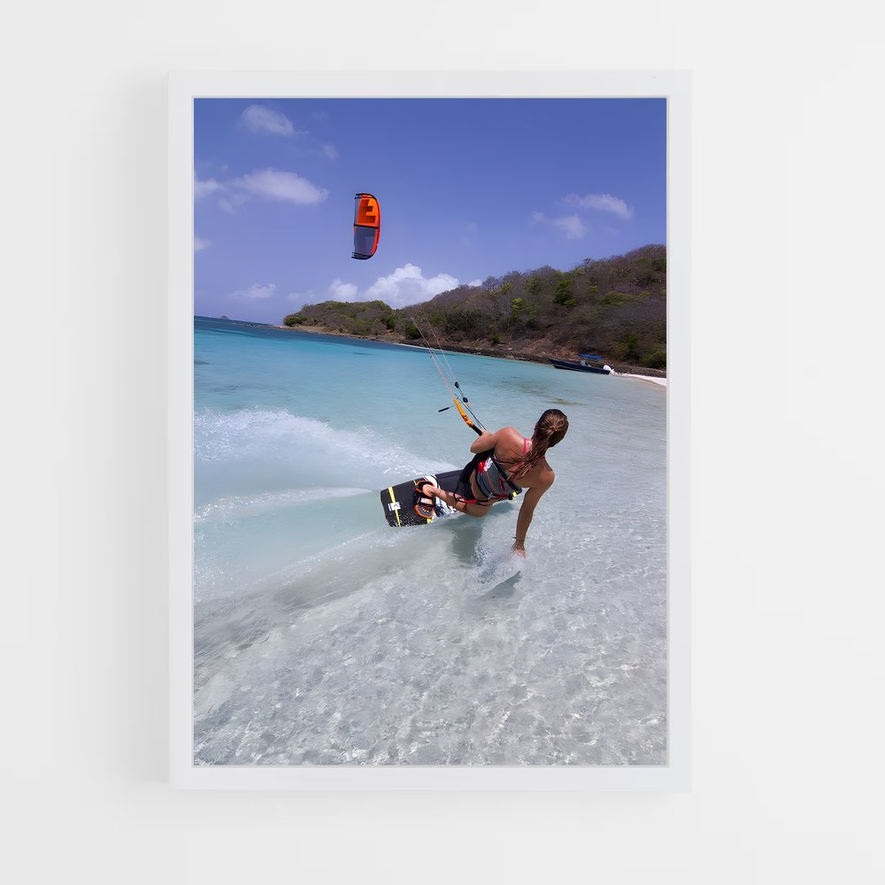 Poster Kitesurfing vagues (vue 3)