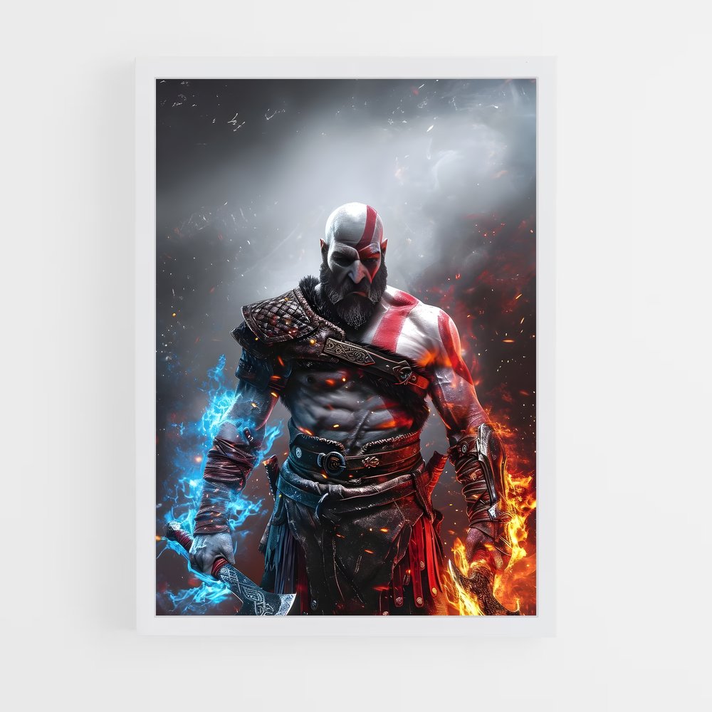 Poster Kratos : Le Dieu du Feu – affiche God of War (vue 3)