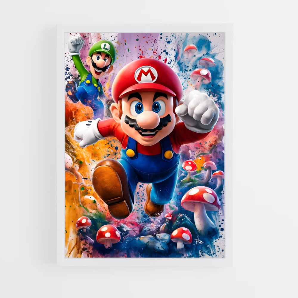 Poster Splash Bros – affiche Mario (vue 3)