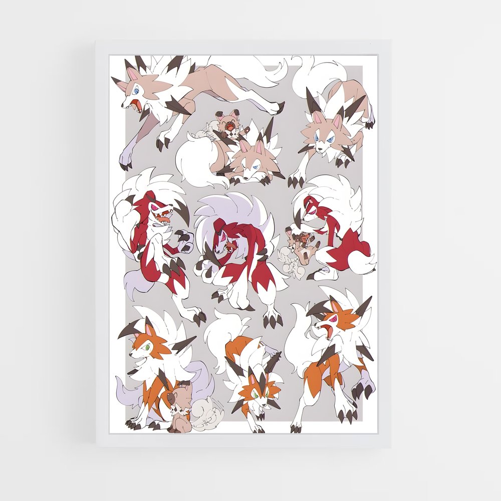 Poster Lycanroc en Fête – affiche Pokemon (vue 3)