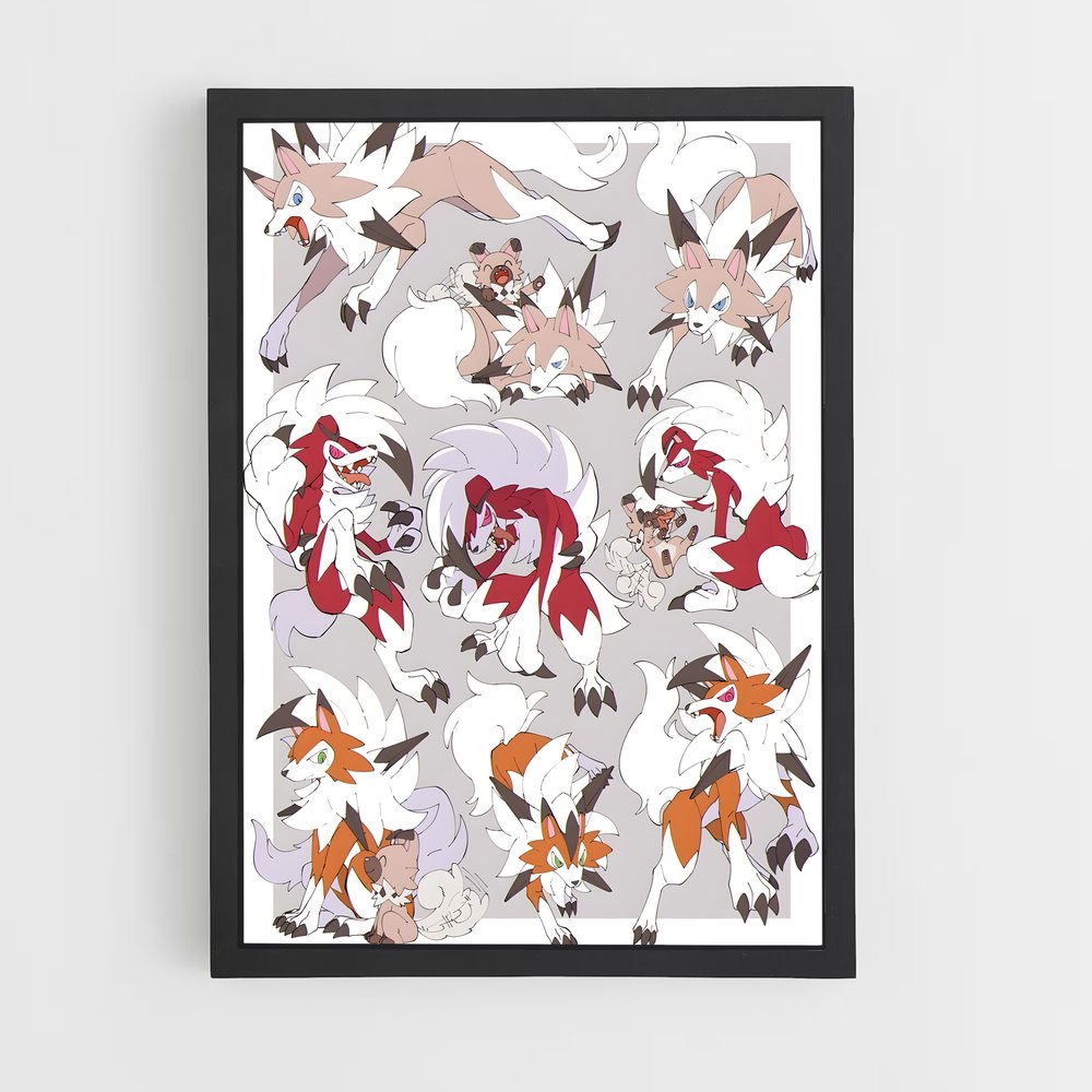 Poster Lycanroc en Fête – affiche Pokemon (vue 2)