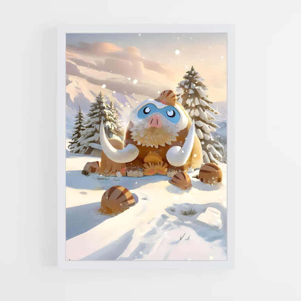 Poster Mamoswine au Pays des Neiges – affiche Pokemon (vue 3)