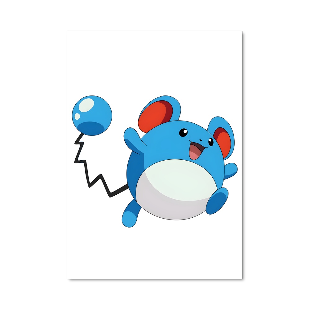 Poster Marill en Fête – affiche Pokemon