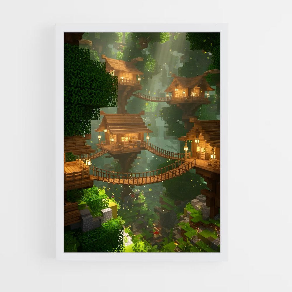 Poster Le Village Caché – affiche Minecraft (vue 3)