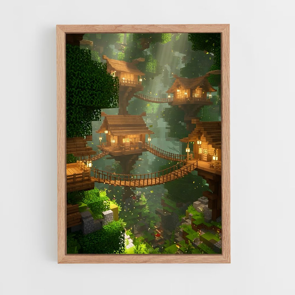 Poster Le Village Caché – affiche Minecraft (vue 4)
