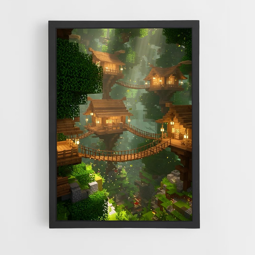 Poster Le Village Caché – affiche Minecraft (vue 2)