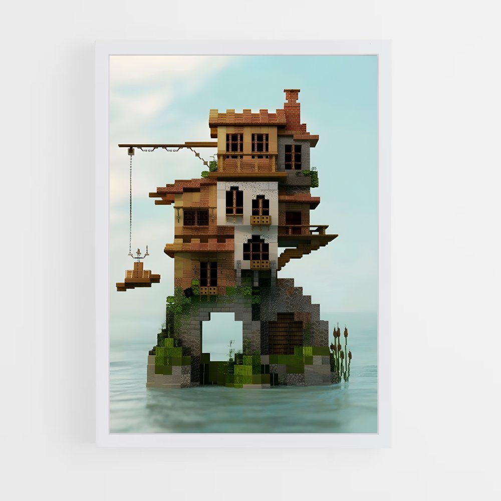 Poster L'Île Flottante – affiche Minecraft (vue 3)